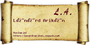 Lénárd Arikán névjegykártya